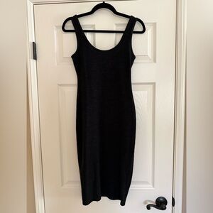 Windsor Black Ribbed Midi Tank Dress